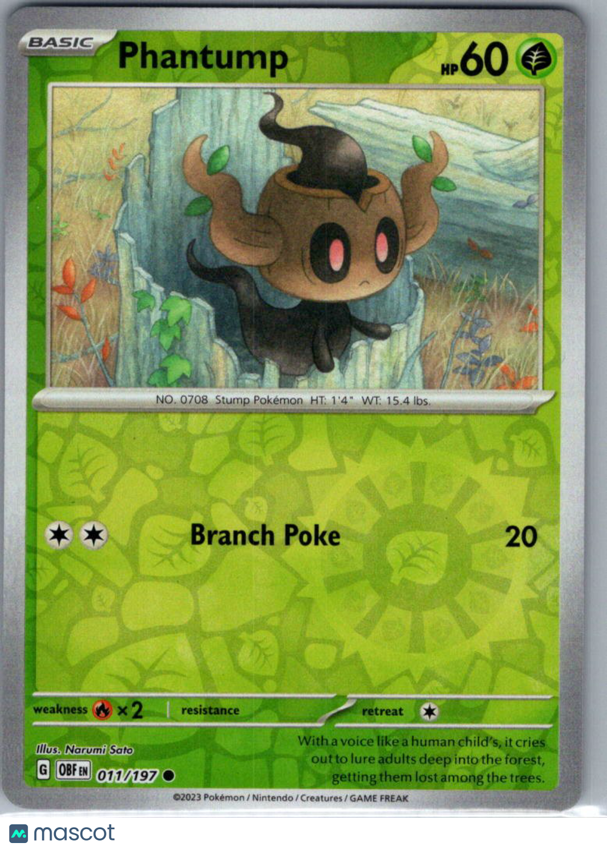 2023 Obsidian Flames Phantump Reverse Holo #11/197