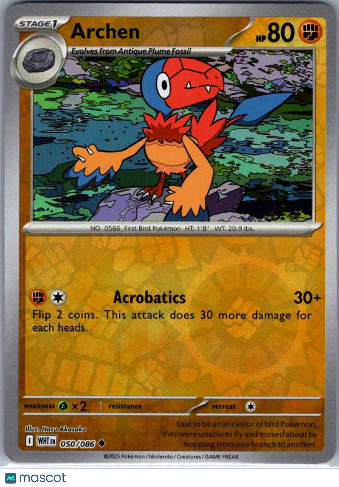2025 White Flare Archen Reverse Holo Uncommon #50/86