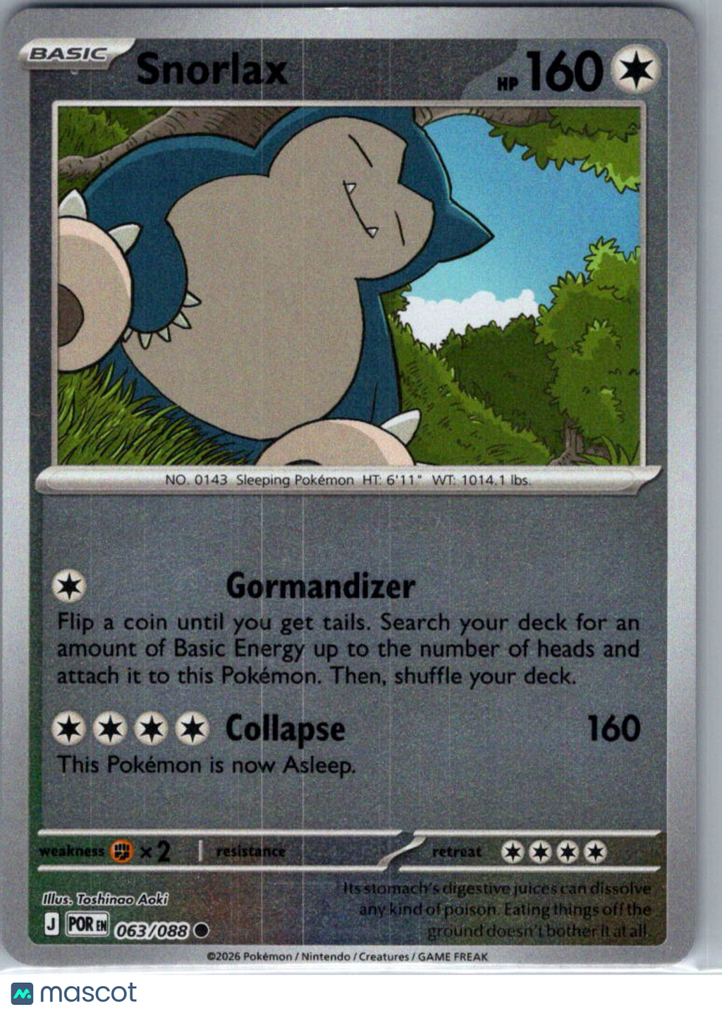 2026 Mega Evolution – Perfect Order Snorlax Reverse Holo #63/88