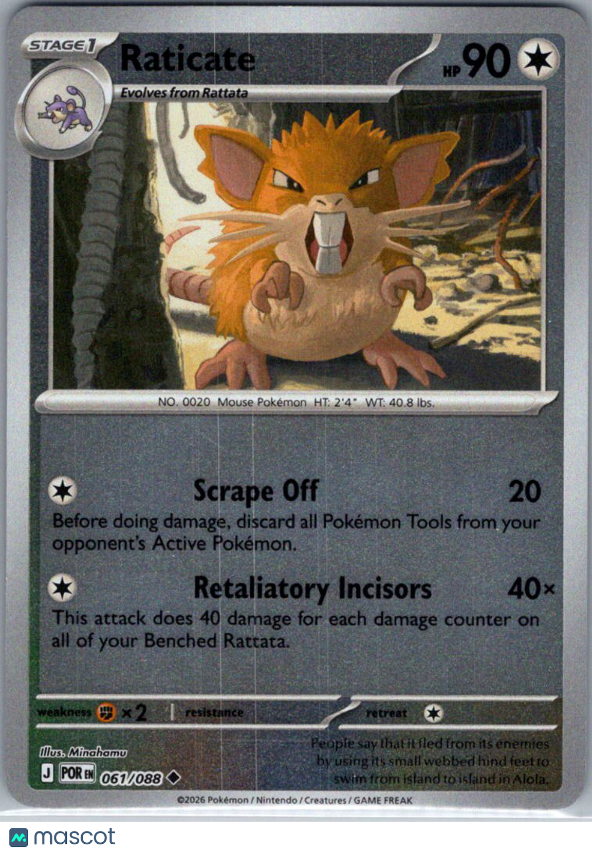 2026 Mega Evolution – Perfect Order Raticate Reverse Holo Uncommon #61/88