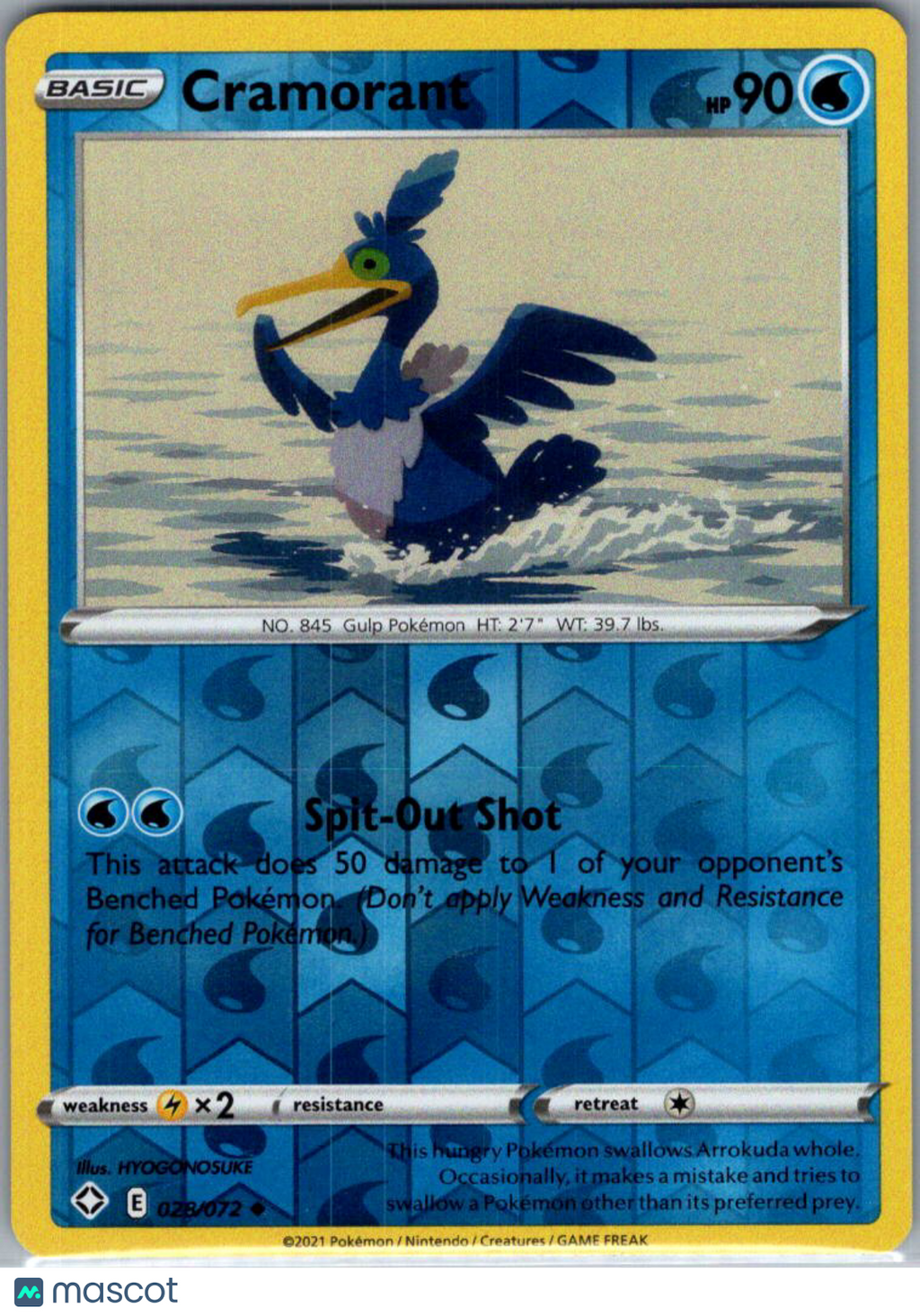 2021 Shining Fates Cramorant Reverse Holo Uncommon #28/72