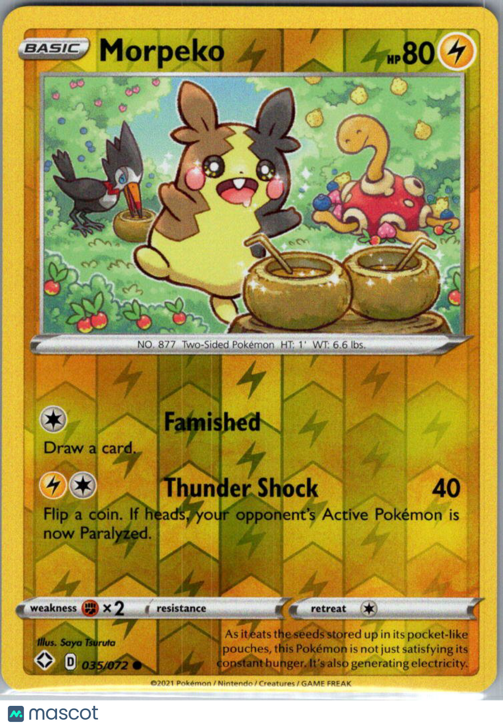 2021 Shining Fates Morpeko Reverse Holo #35/72