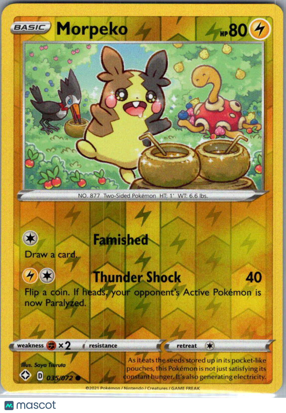 2021 Shining Fates Morpeko Reverse Holo #35/72