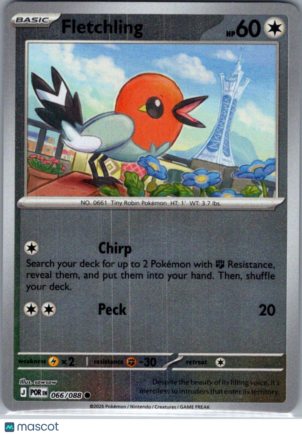 2026 Mega Evolution – Perfect Order Fletchling Reverse Holo #66/88