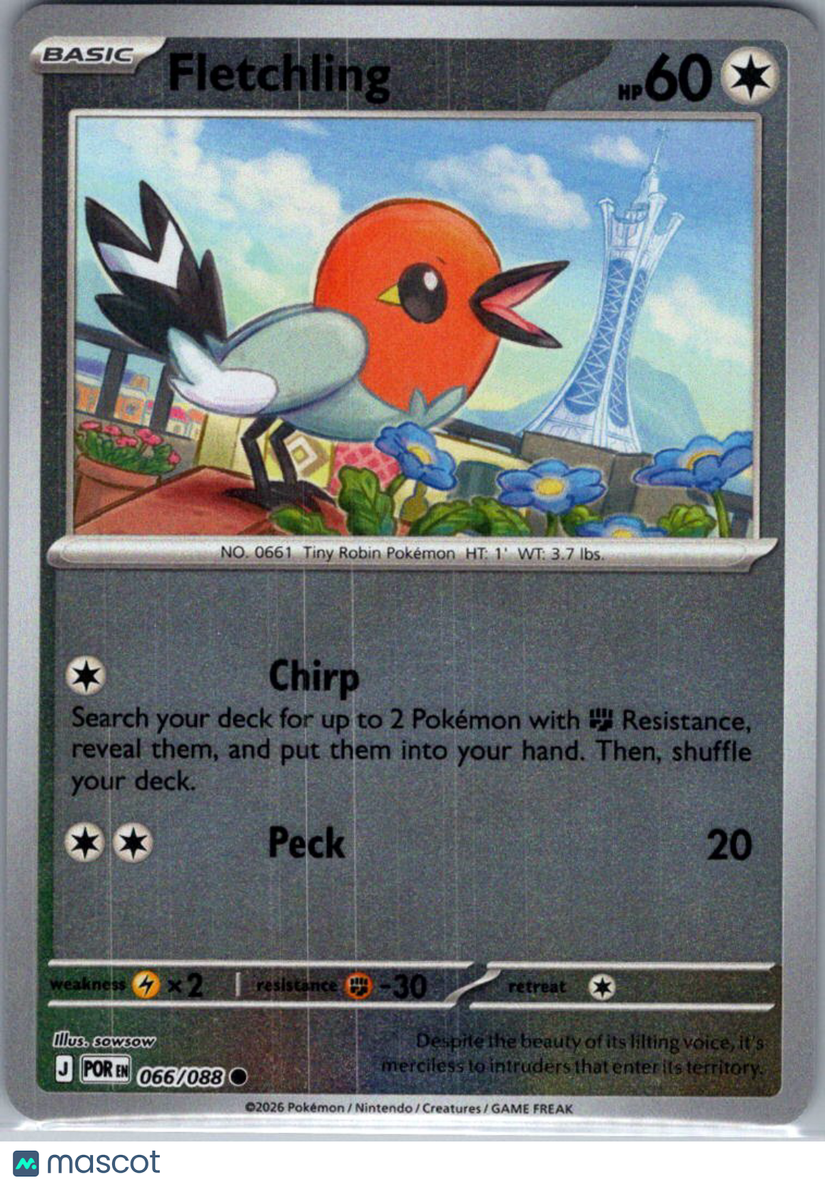 2026 Mega Evolution – Perfect Order Fletchling Reverse Holo #66/88