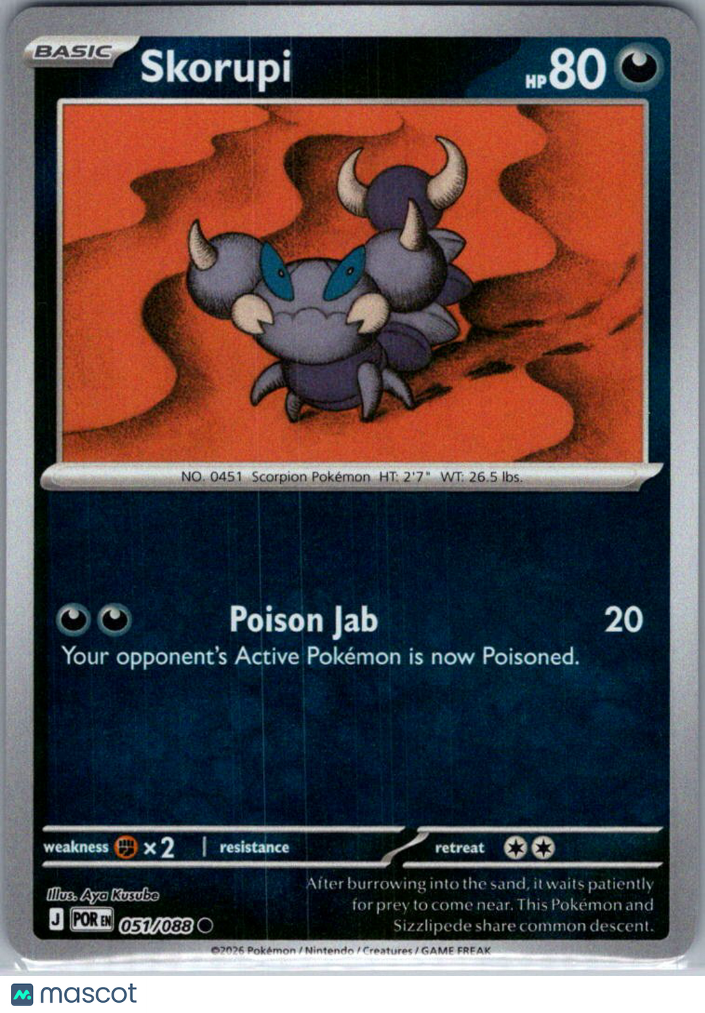 2026 Mega Evolution – Perfect Order Skorupi Reverse Holo #51/88
