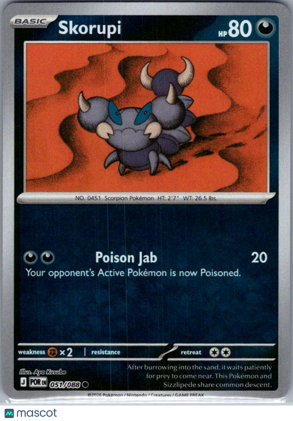 2026 Mega Evolution – Perfect Order Skorupi Reverse Holo #51/88