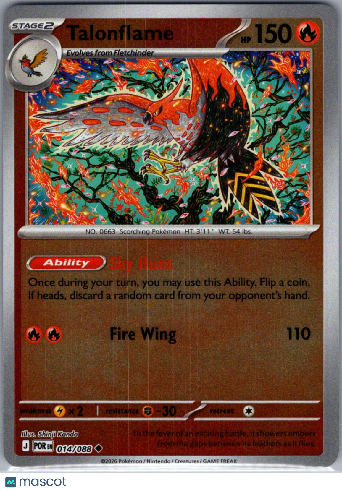 2026 Mega Evolution – Perfect Order Talonflame Reverse Holo Uncommon #14/88