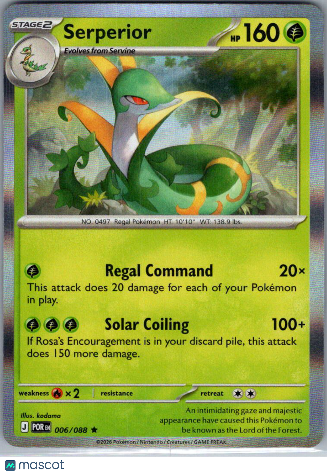 2026 Mega Evolution – Perfect Order Serperior Holo Rare #6/88