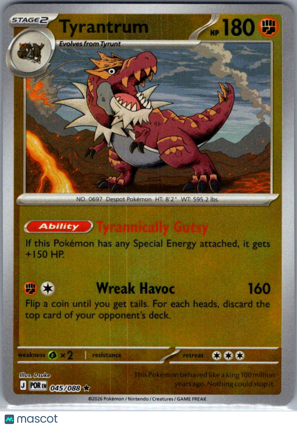 2026 Mega Evolution – Perfect Order Tyrantrum Reverse Holo Rare #45/88
