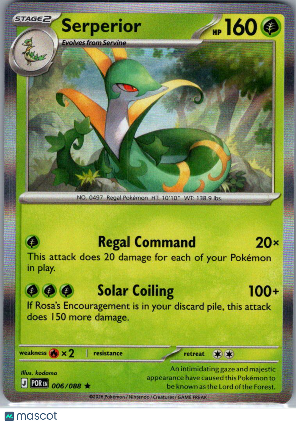 2026 Mega Evolution – Perfect Order Serperior Holo Rare #6/88