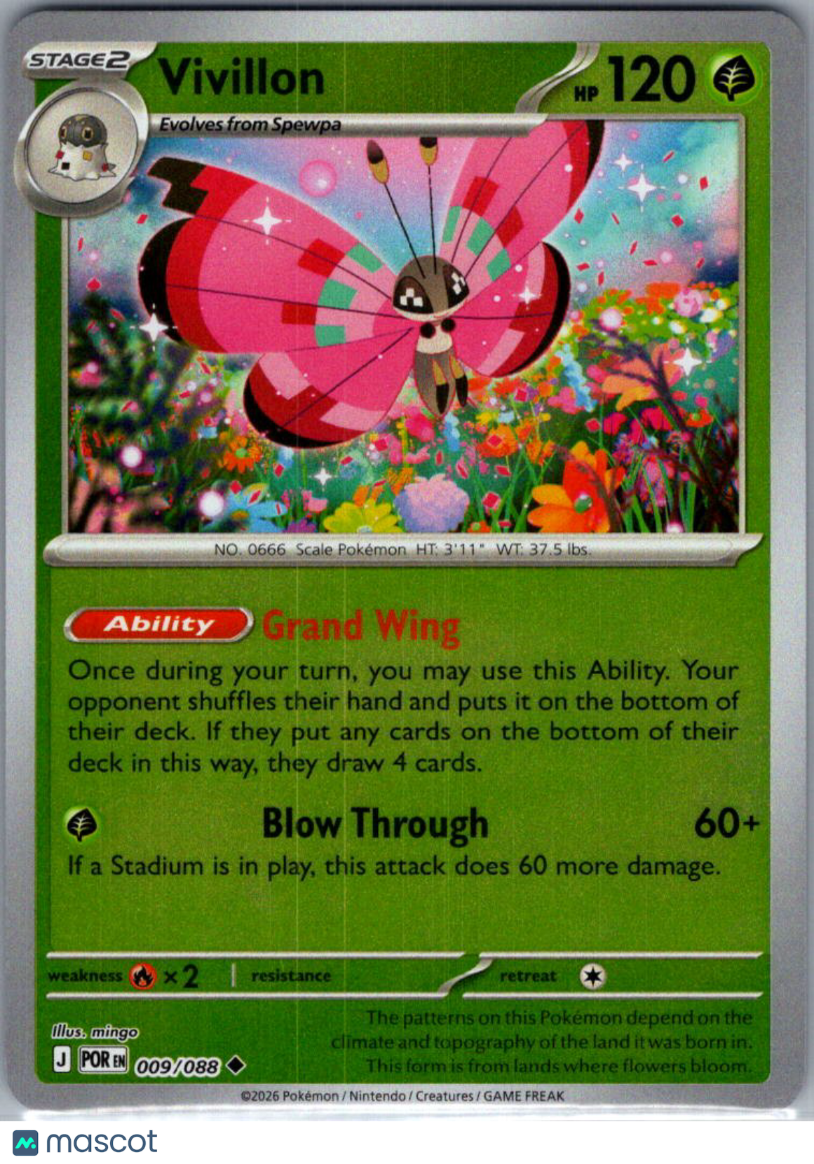 2026 Mega Evolution – Perfect Order Vivillon Reverse Holo Uncommon #9/88