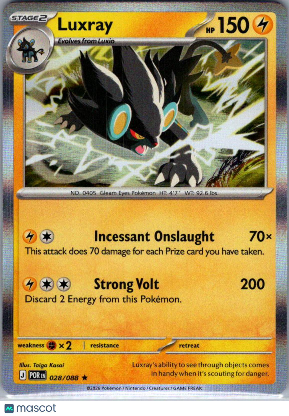 2026 Mega Evolution – Perfect Order Luxray Reverse Holo Rare #28/88