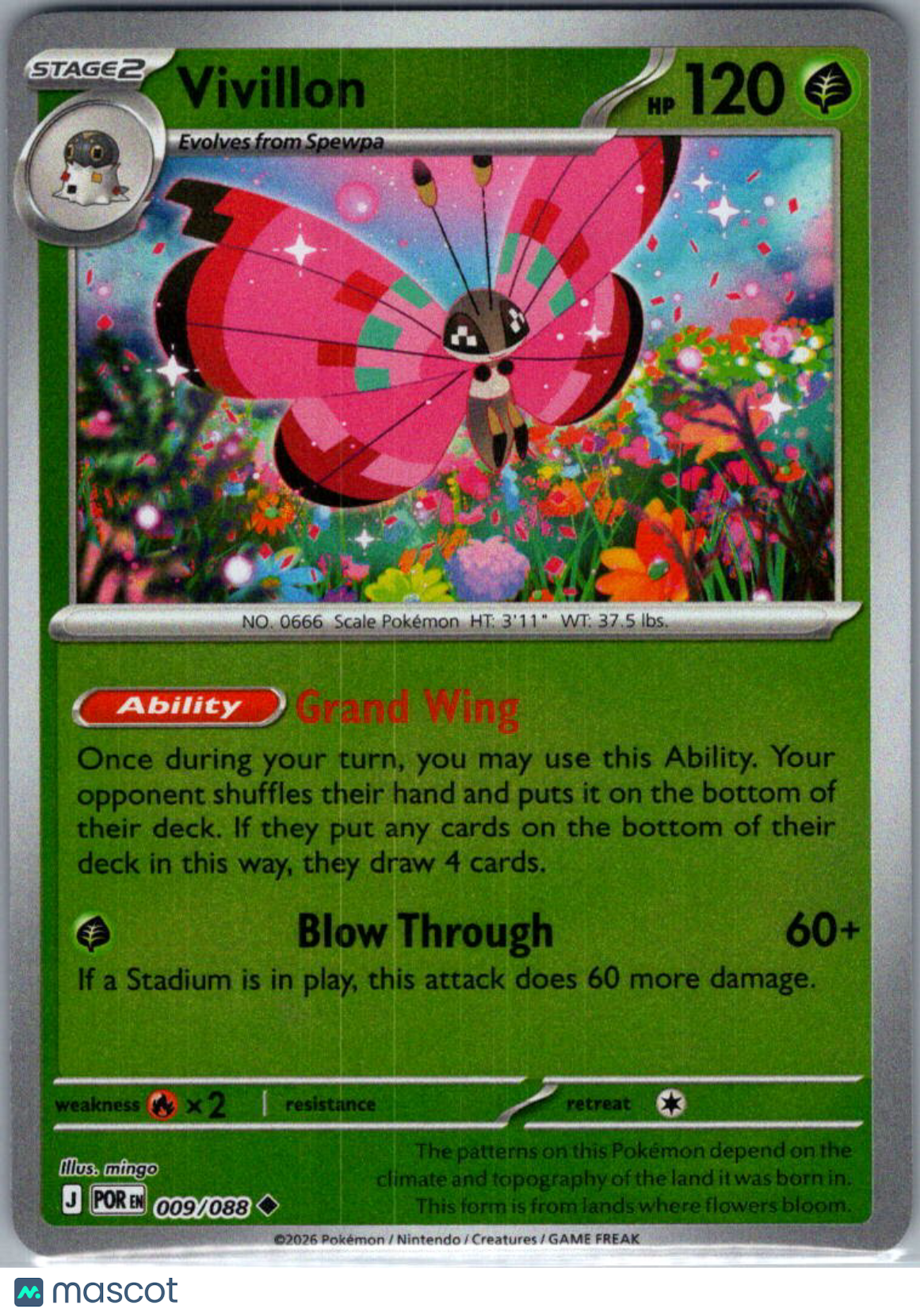 2026 Mega Evolution – Perfect Order Vivillon Reverse Holo Uncommon #9/88
