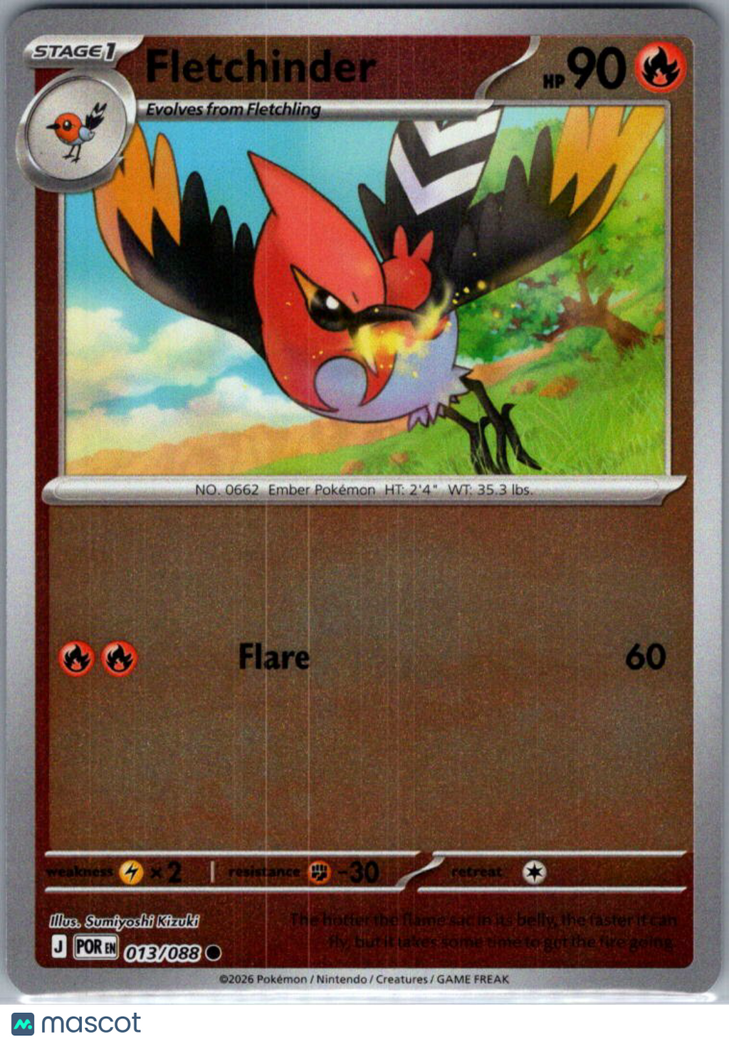 2026 Mega Evolution – Perfect Order Fletchinder #13/88