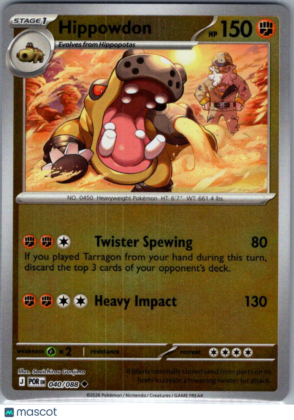 2026 Mega Evolution – Perfect Order Hippowdon Holo Uncommon #40/88
