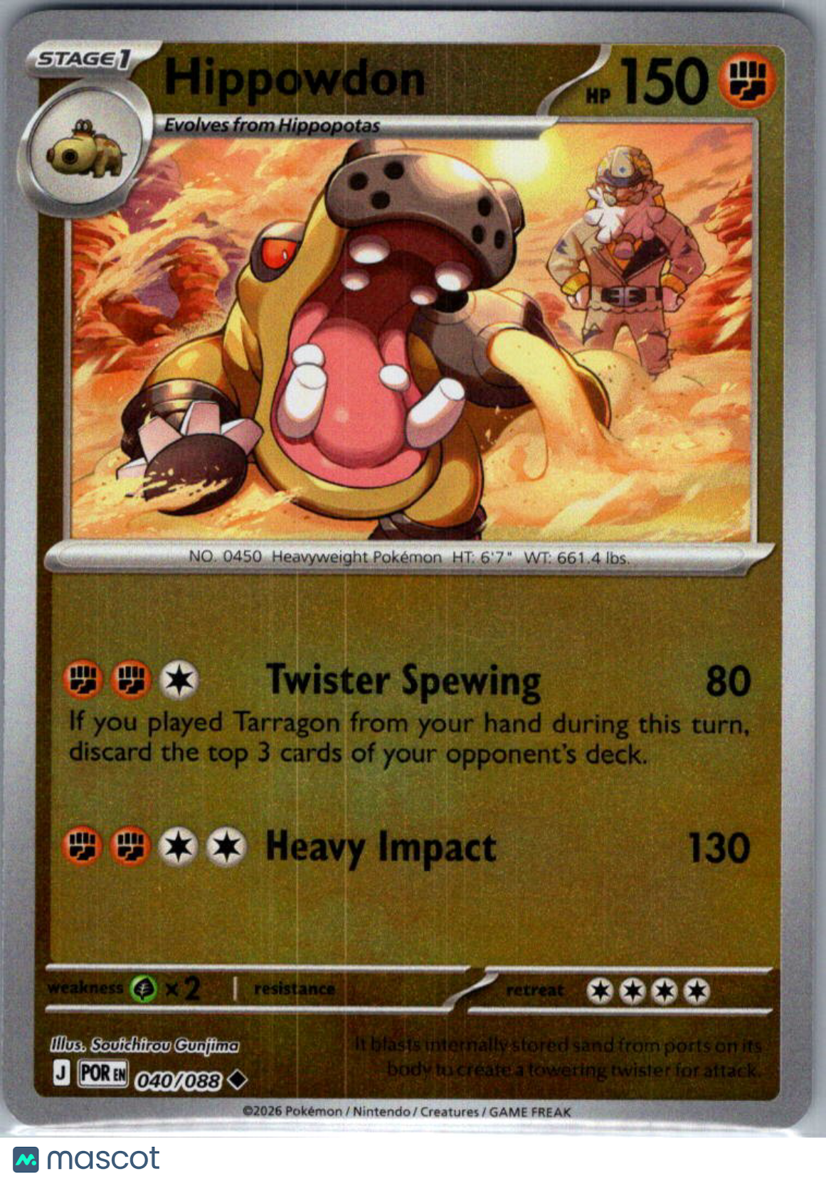 2026 Mega Evolution – Perfect Order Hippowdon Holo Uncommon #40/88