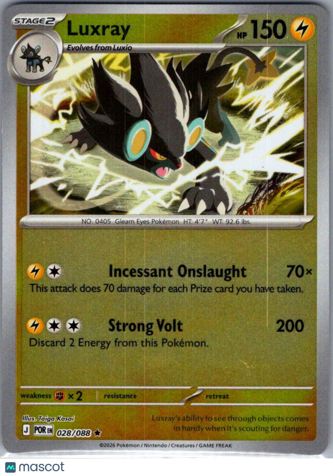 2026 Mega Evolution – Perfect Order Luxray Holo Rare #28/88