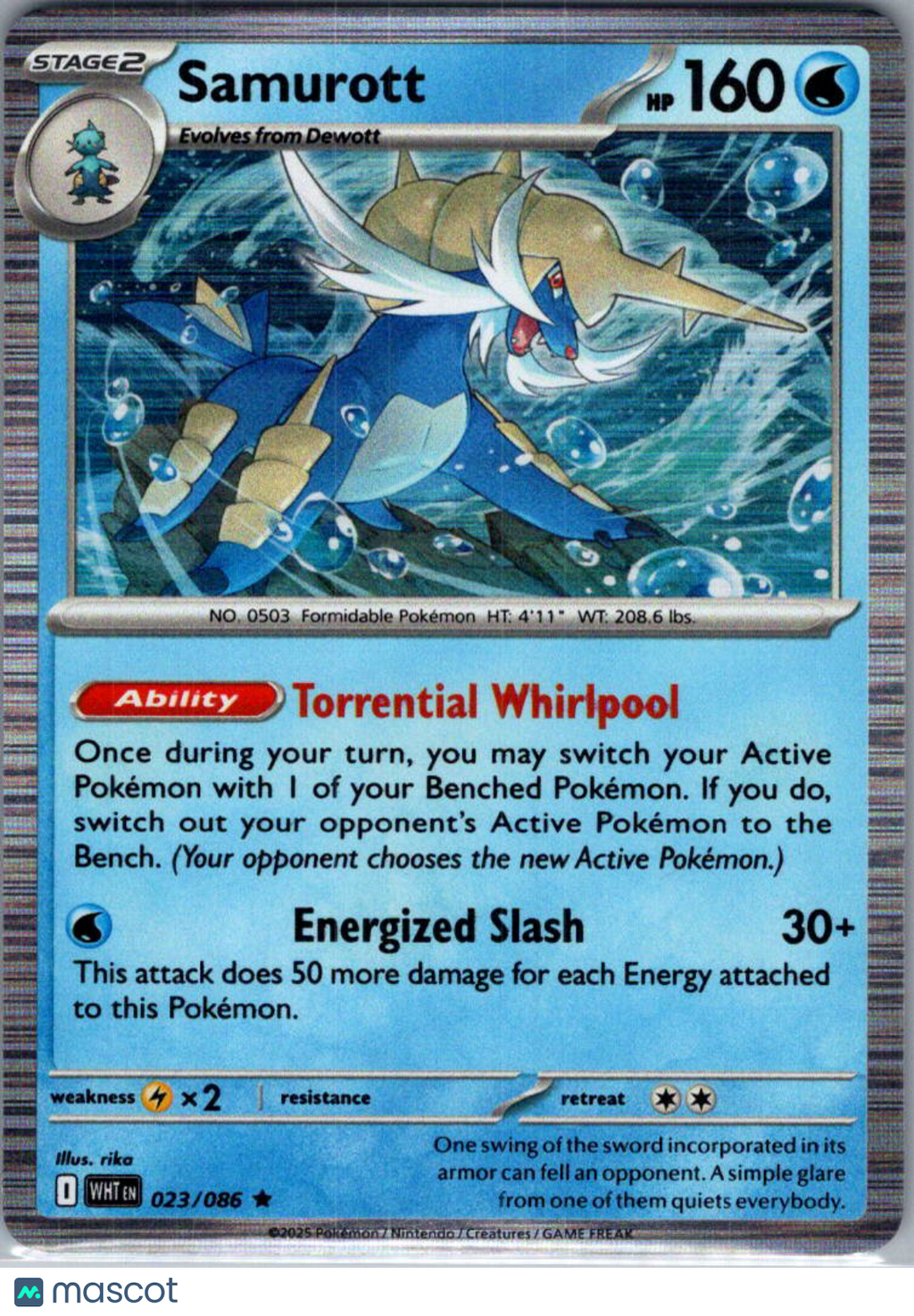 2025 White Flare Samurott Holo Rare #23/86
