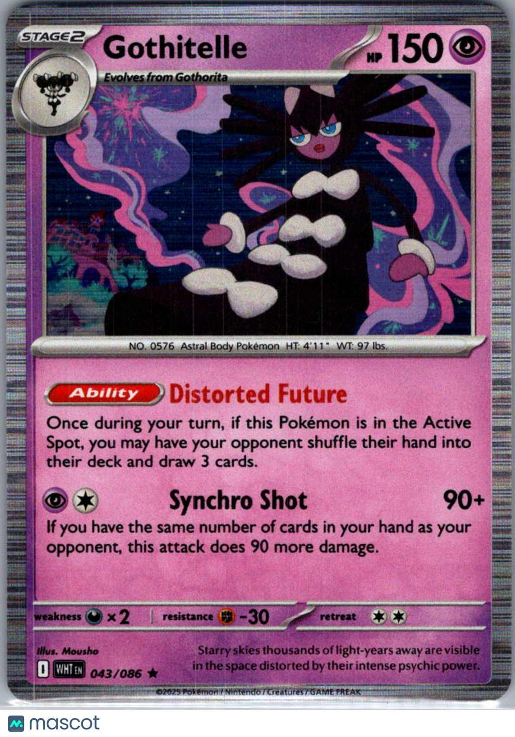 2025 White Flare Gothitelle Holo Rare #43/86
