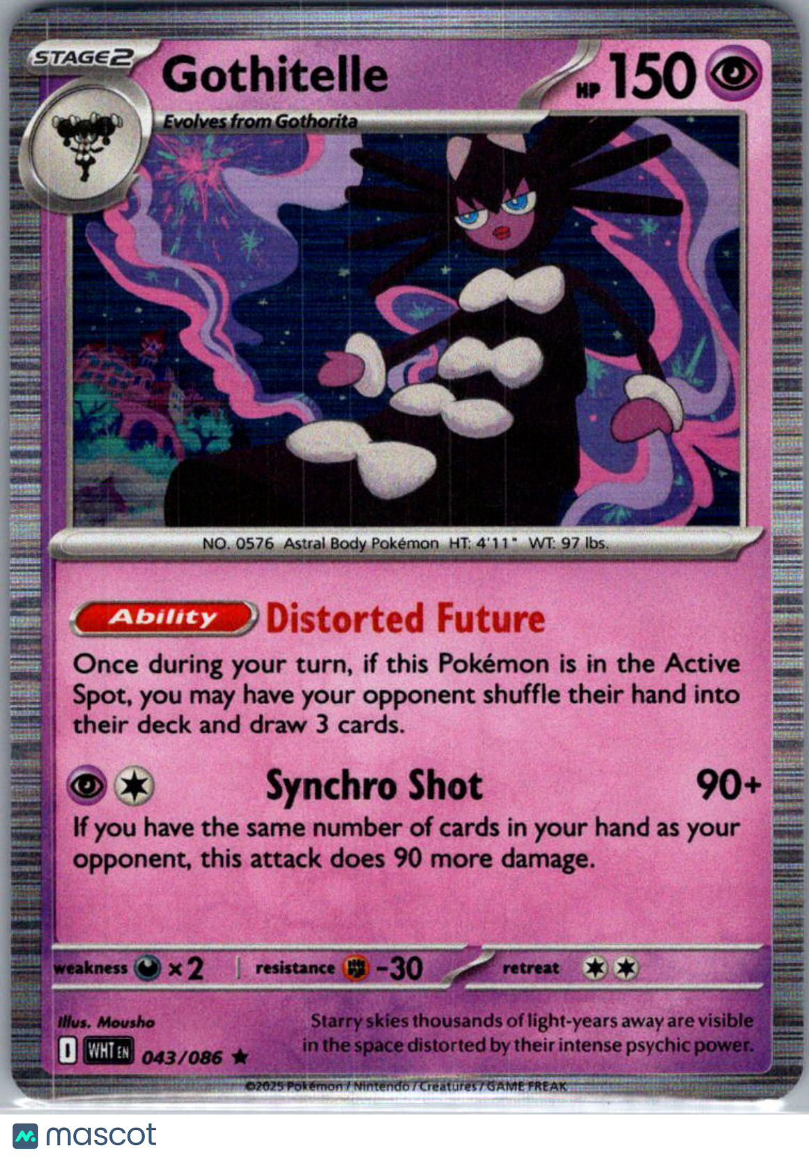 2025 White Flare Gothitelle Holo Rare #43/86