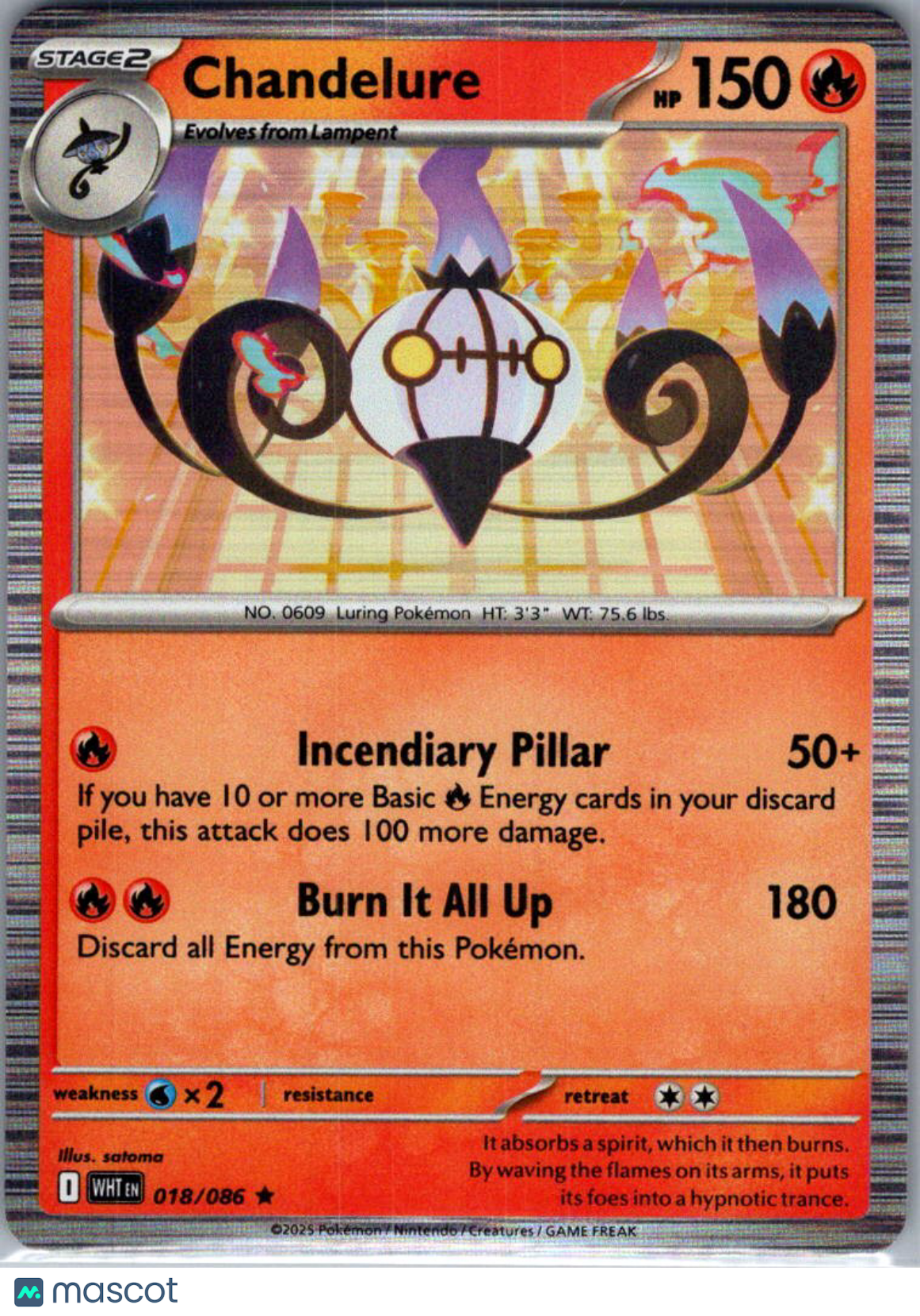 2025 White Flare Chandelure Holo Rare #18/86