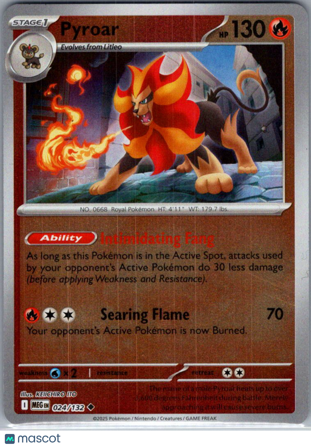 2025 Mega Evolution Pyroar Reverse Holo Uncommon #24/132