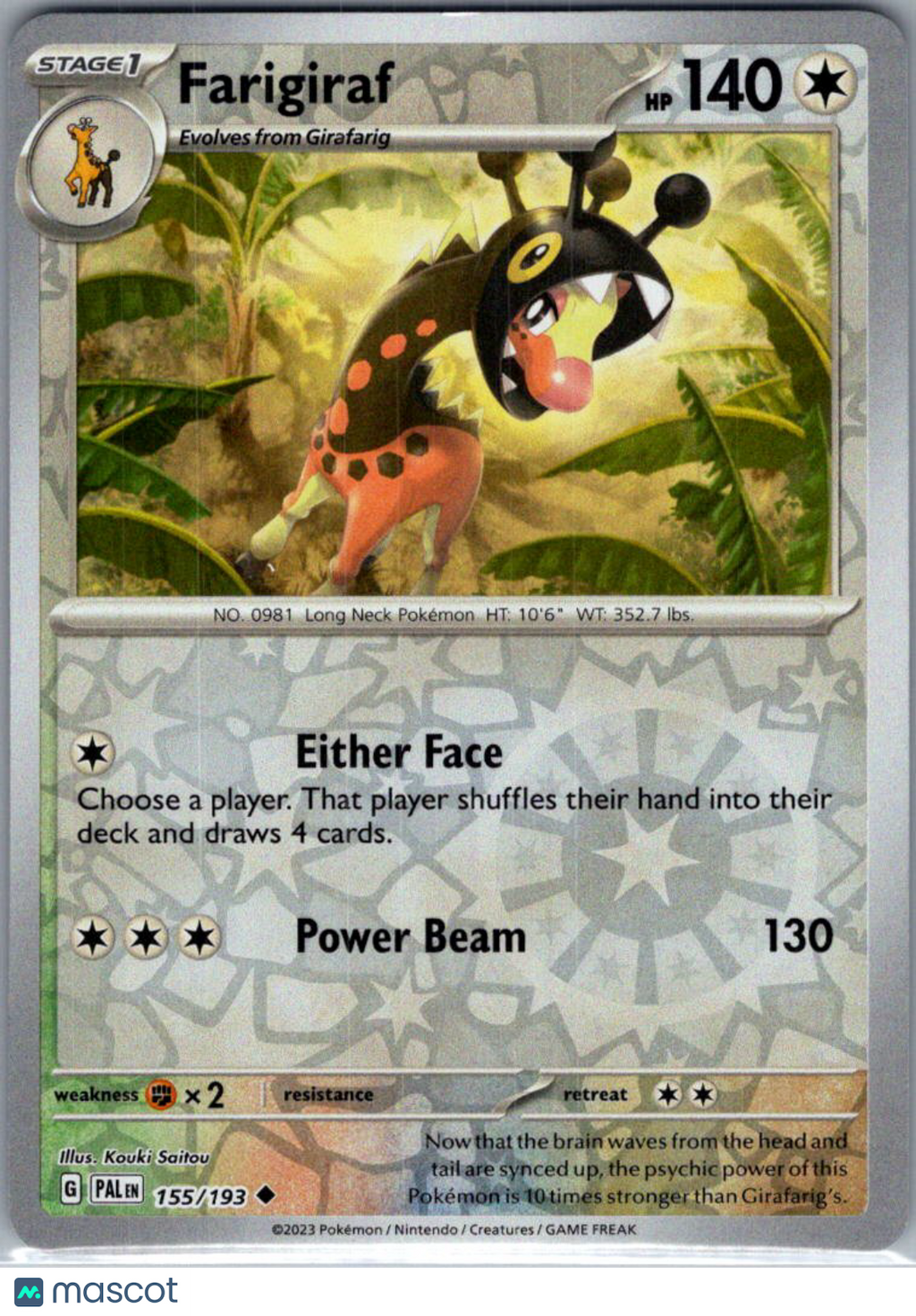 2023 Paldea Evolved Farigiraf Reverse Holo Uncommon #155/193