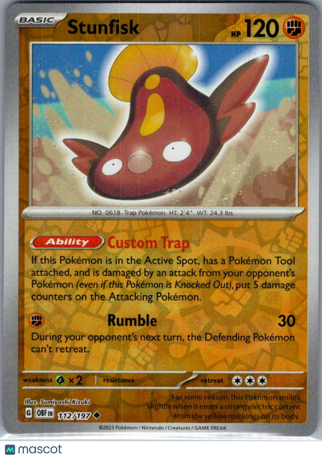 2023 Obsidian Flames Stunfisk Reverse Holo Uncommon #112/197