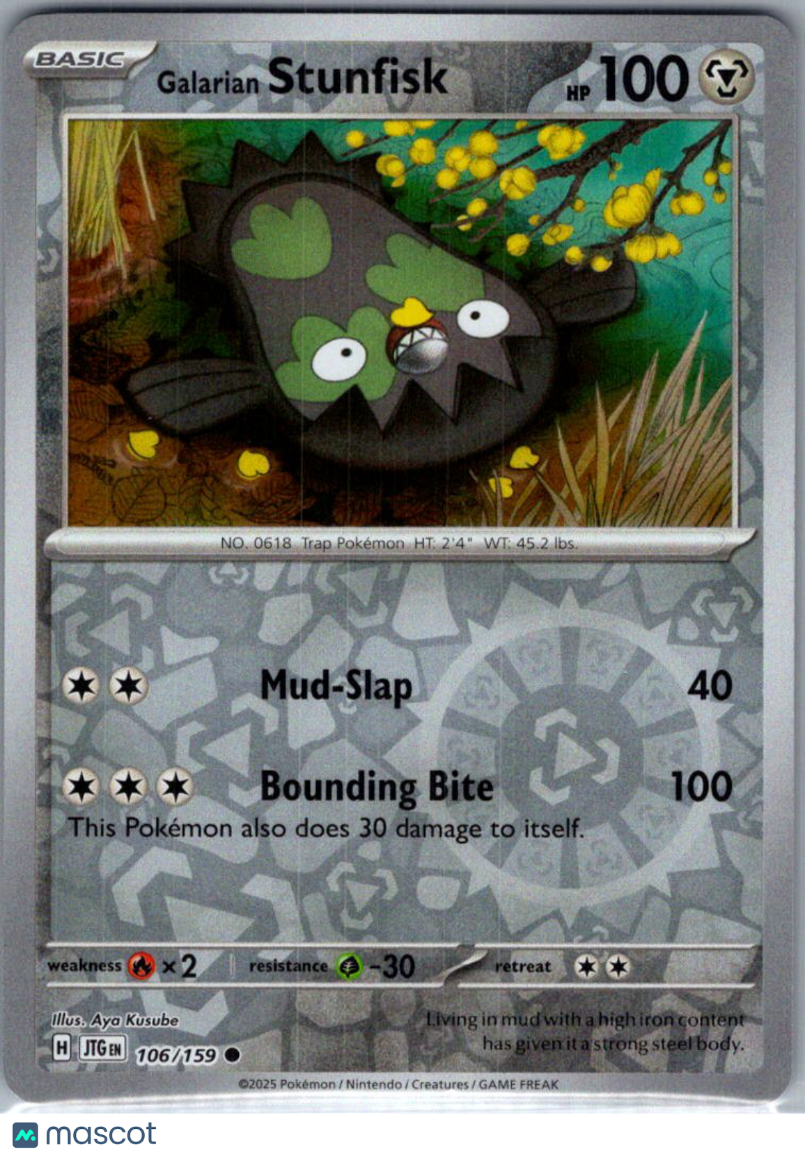 2025 Journey Together Galarian Stunfisk Reverse Holo #106/159