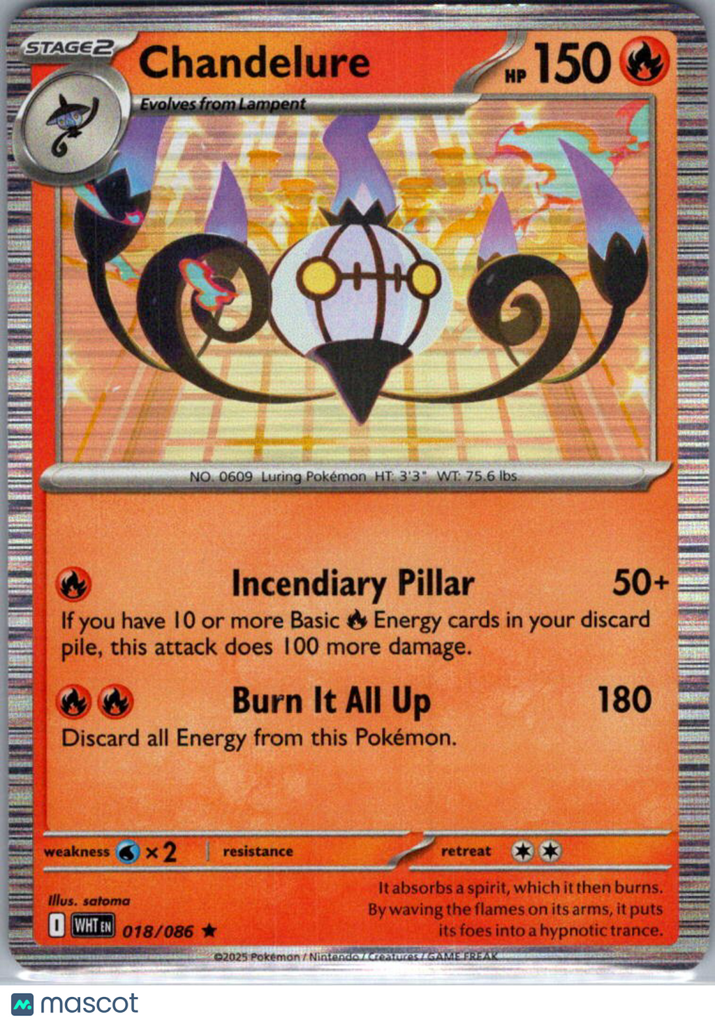 2025 White Flare Chandelure Holo Rare #18/86