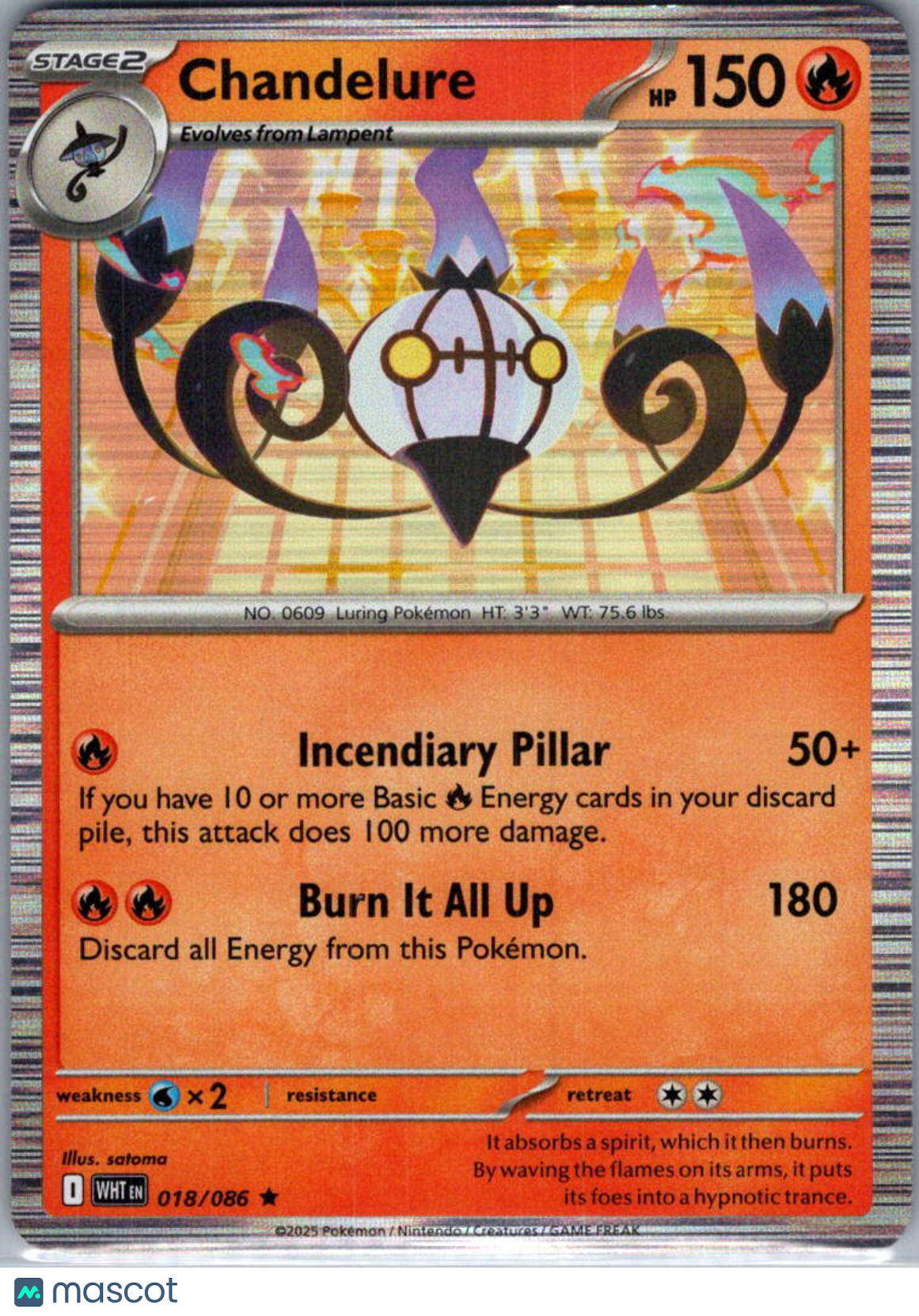 2025 White Flare Chandelure Holo Rare #18/86