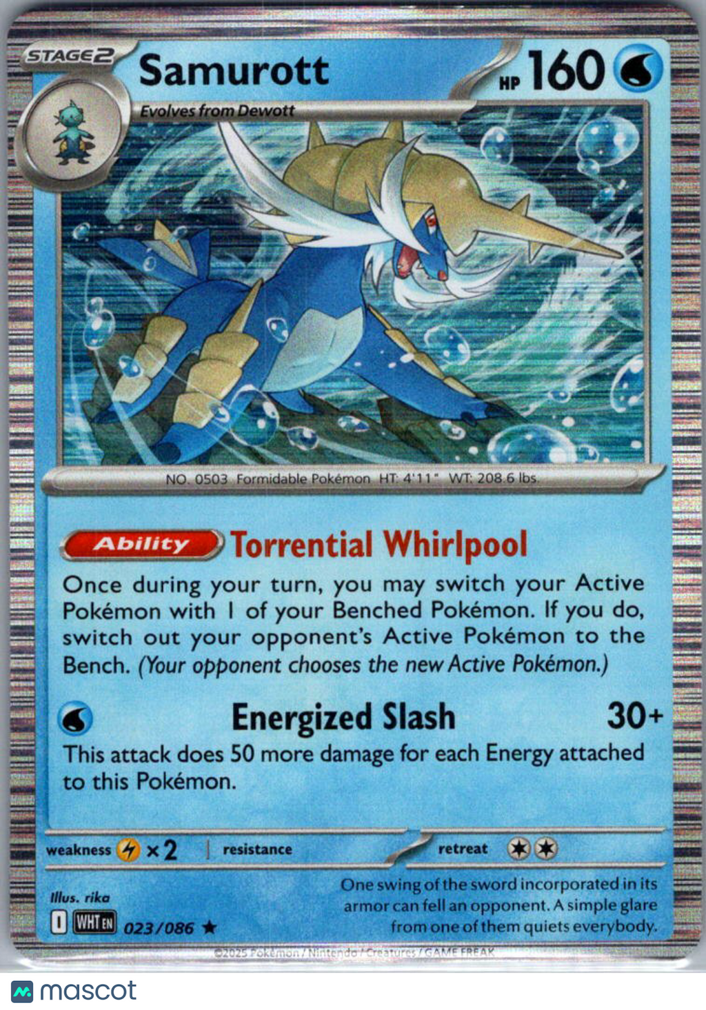 2025 White Flare Samurott Holo Rare #23/86