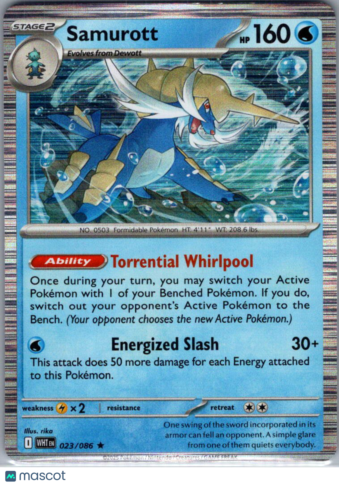 2025 White Flare Samurott Holo Rare #23/86