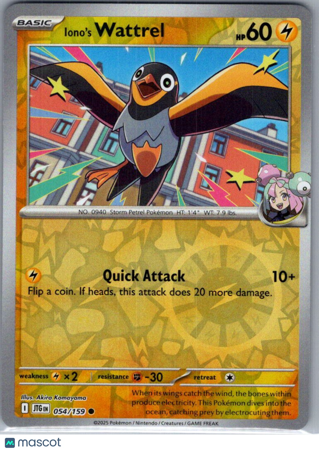 2025 Journey Together Iono's Wattrel Reverse Holo #54/159