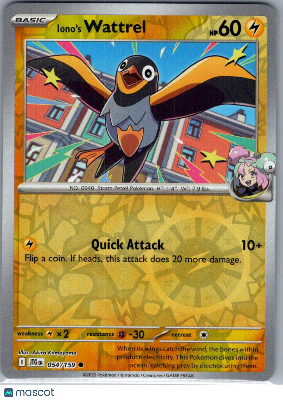2025 Journey Together Iono's Wattrel Reverse Holo #54/159