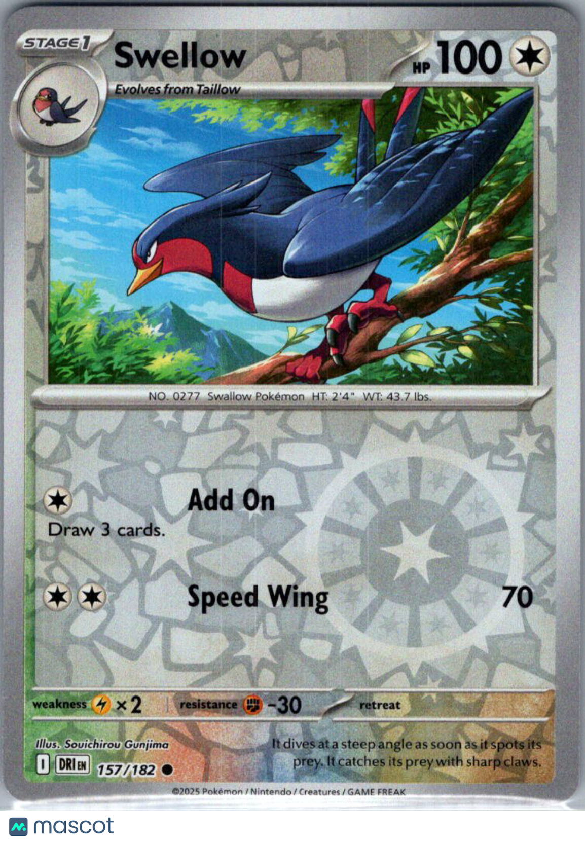 2025 Destined Rivals Swellow Reverse Holo #157/182