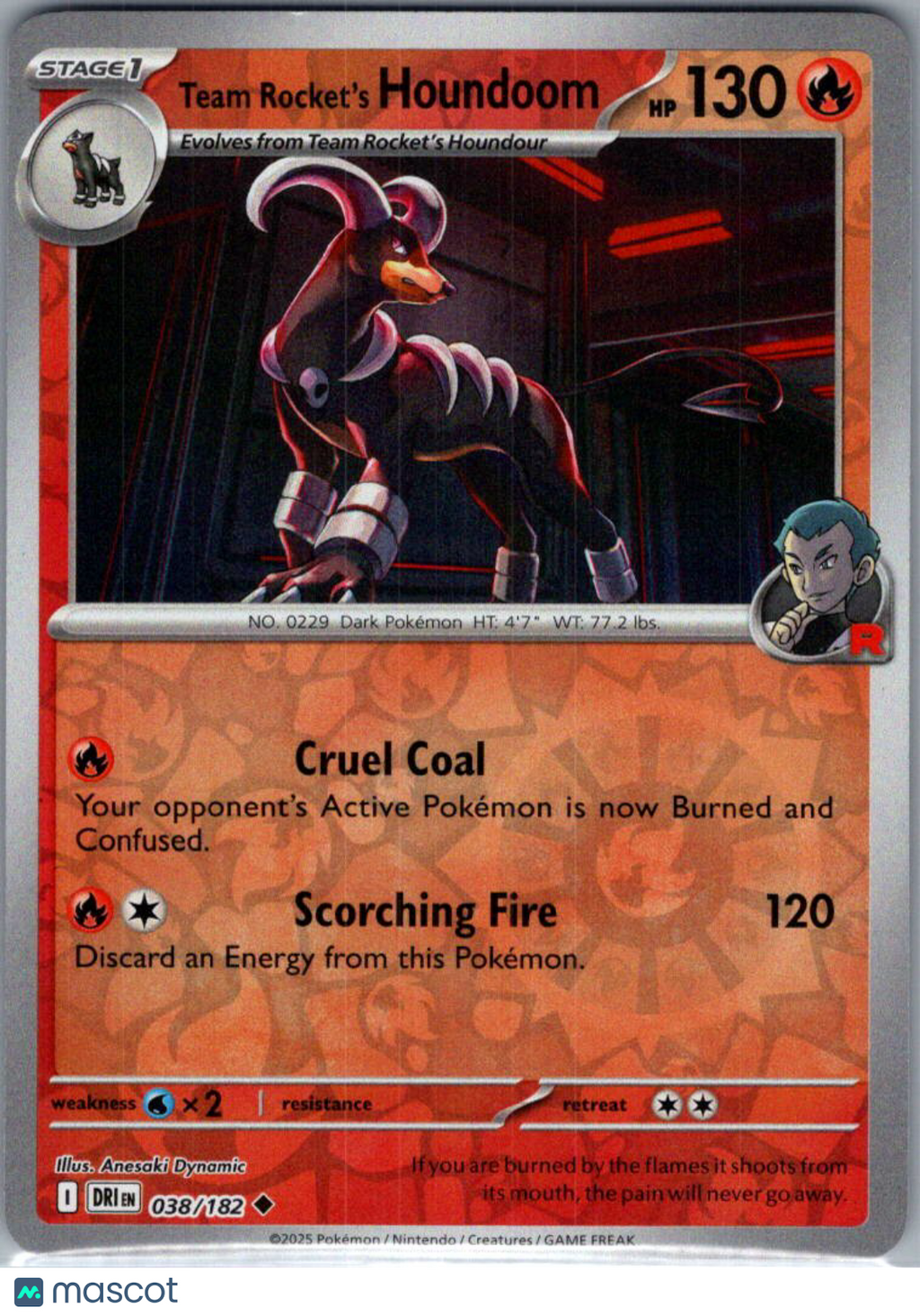 2025 Destined Rivals Team Rocket's Houndoom Reverse Holo Uncommon #38/182