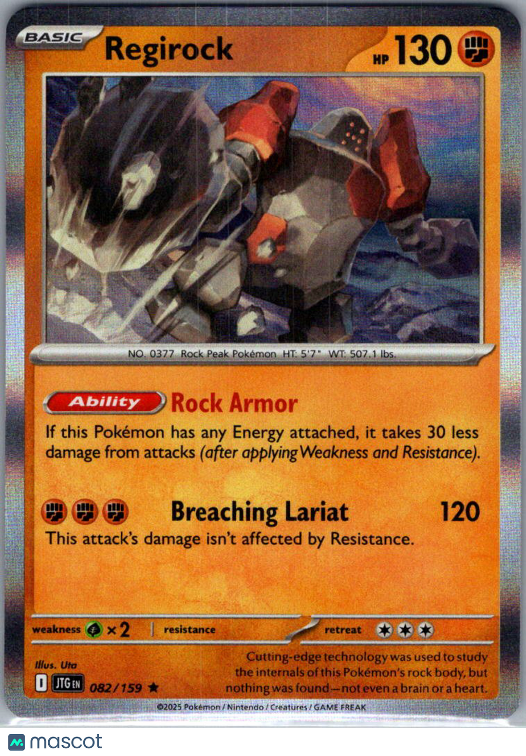 2025 Journey Together Regirock Reverse Holo Rare #82/159