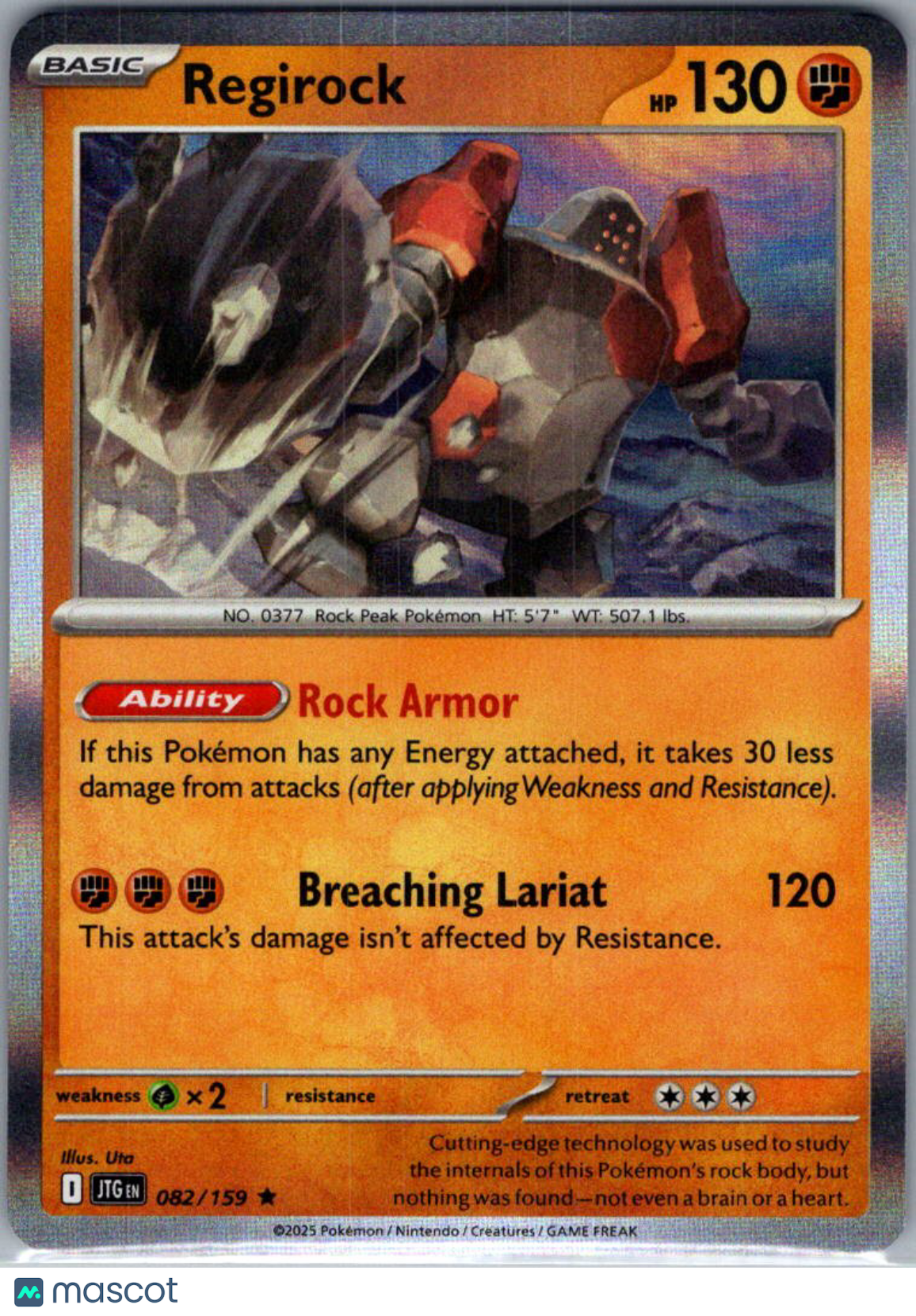 2025 Journey Together Regirock Reverse Holo Rare #82/159