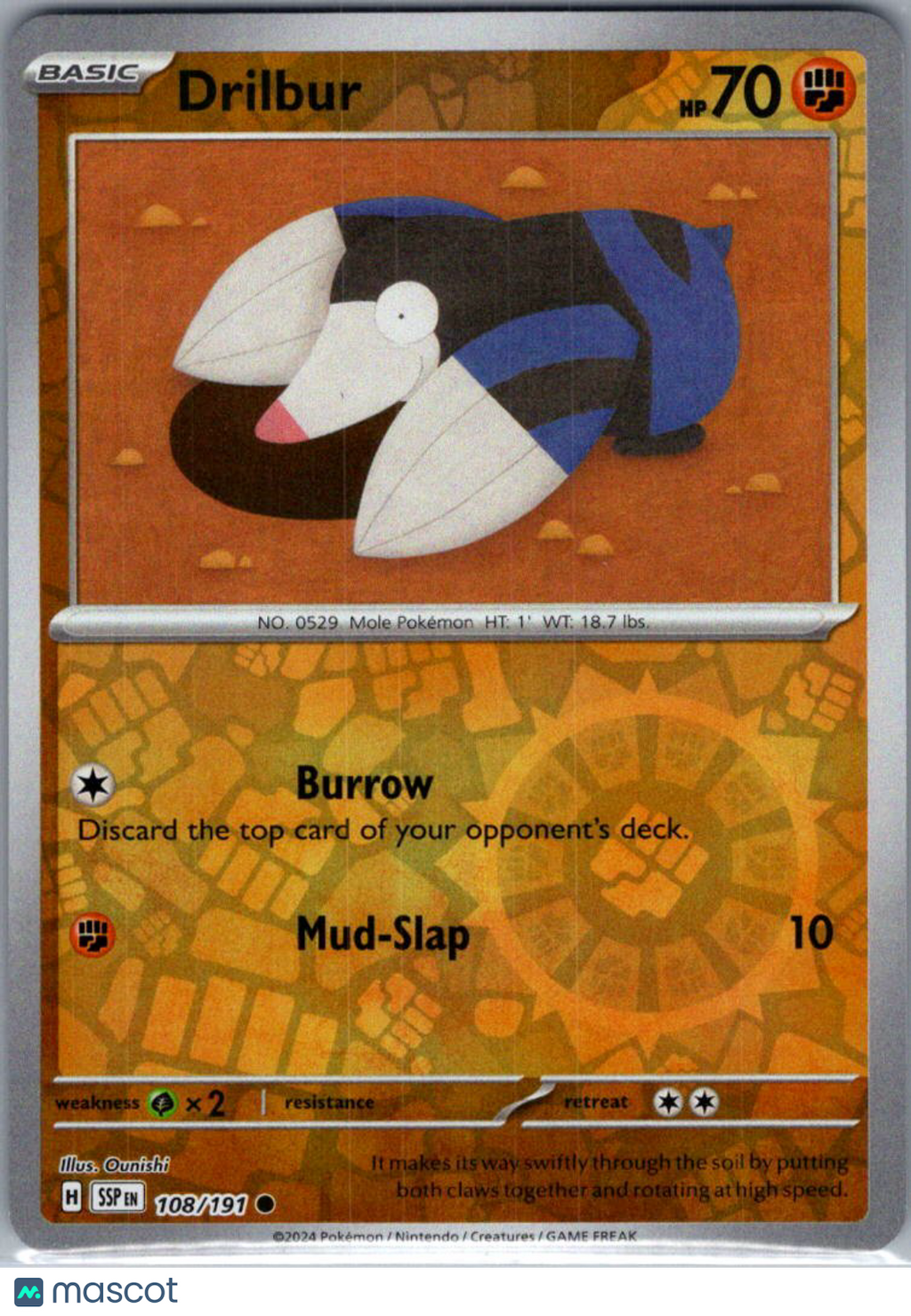 2024 Surging Sparks Drilbur Reverse Holo #108/191