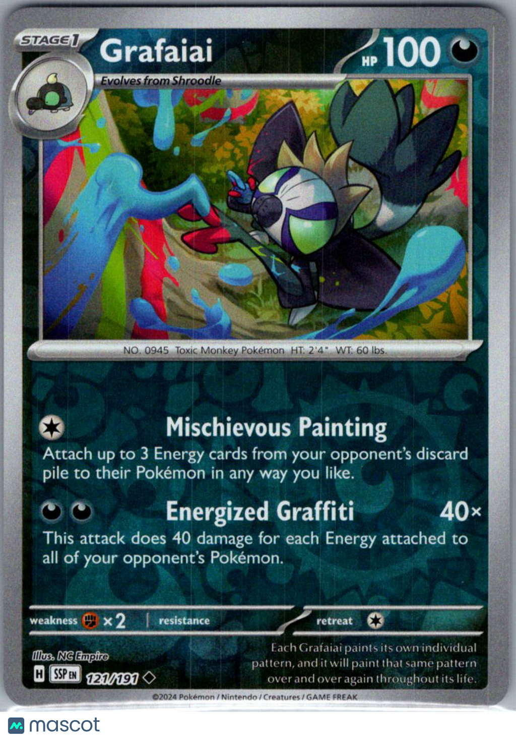 2024 Surging Sparks Grafaiai Reverse Holo Uncommon #121/191