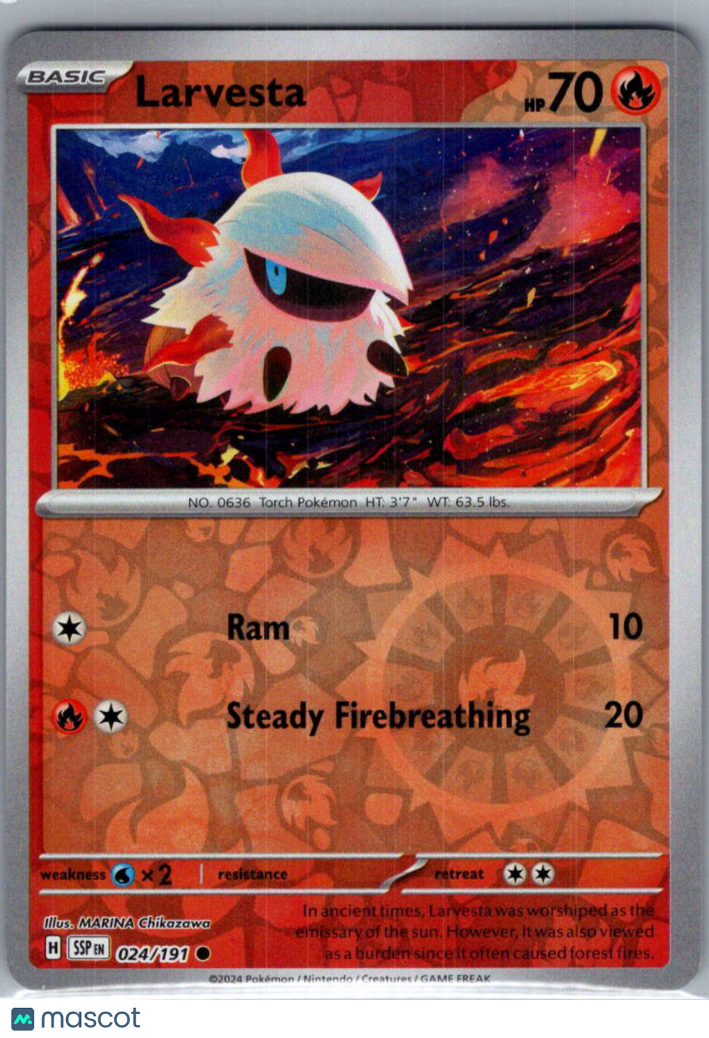 2024 Surging Sparks Larvesta Reverse Holo #24/191