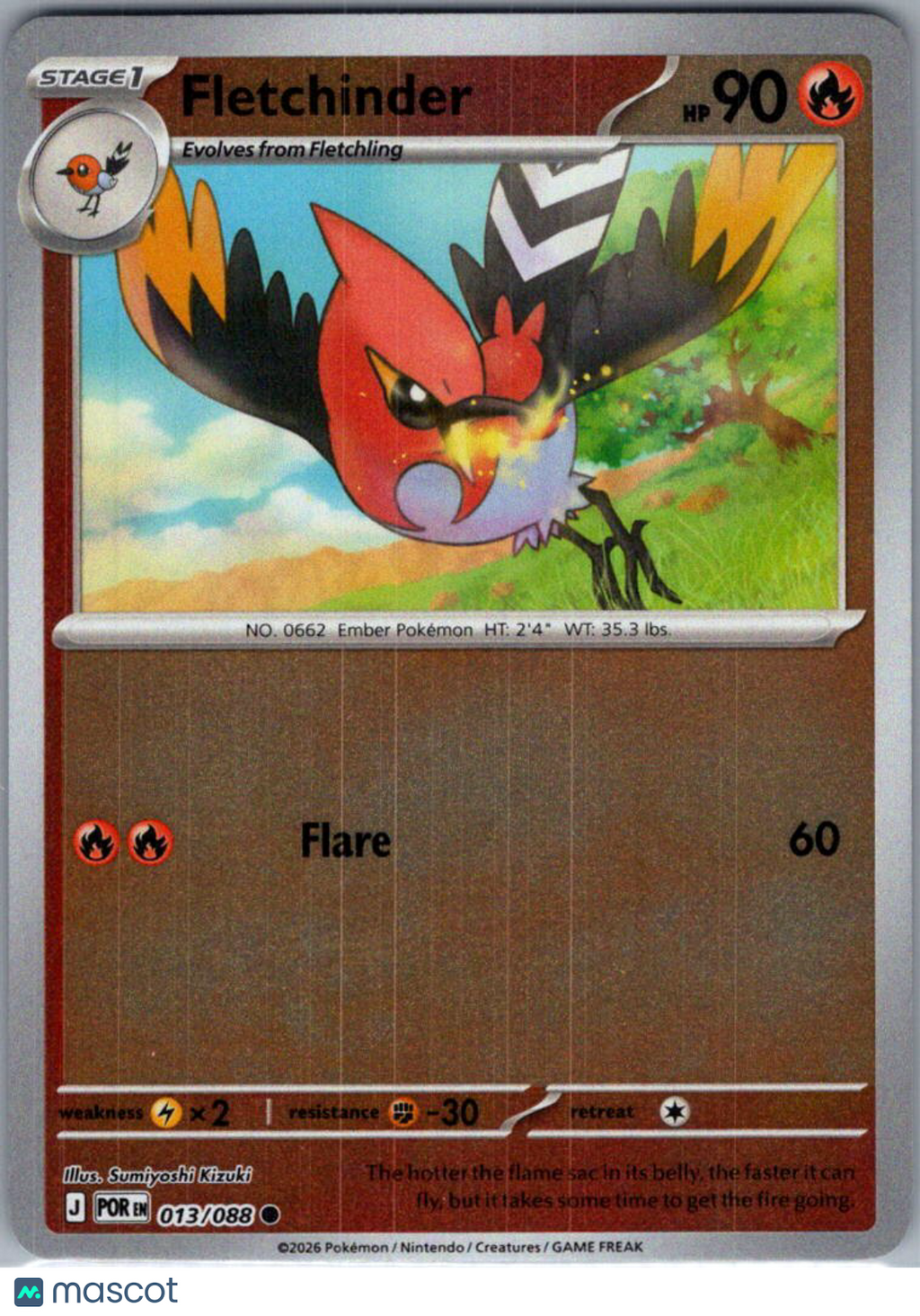 2026 Mega Evolution – Perfect Order Fletchinder Reverse Holo #13/88