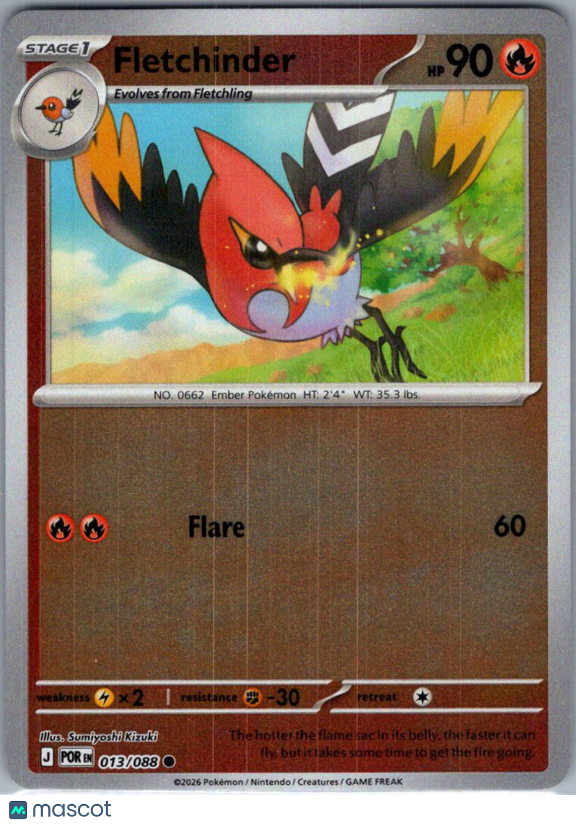 2026 Mega Evolution – Perfect Order Fletchinder Reverse Holo #13/88