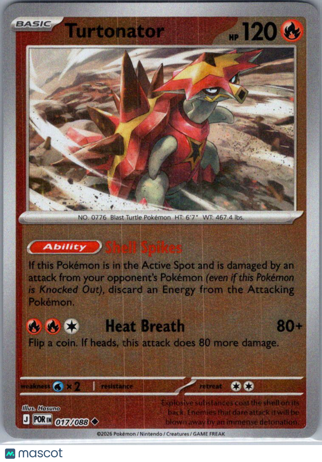2026 Mega Evolution – Perfect Order Turtonator Reverse Holo Uncommon #17/88