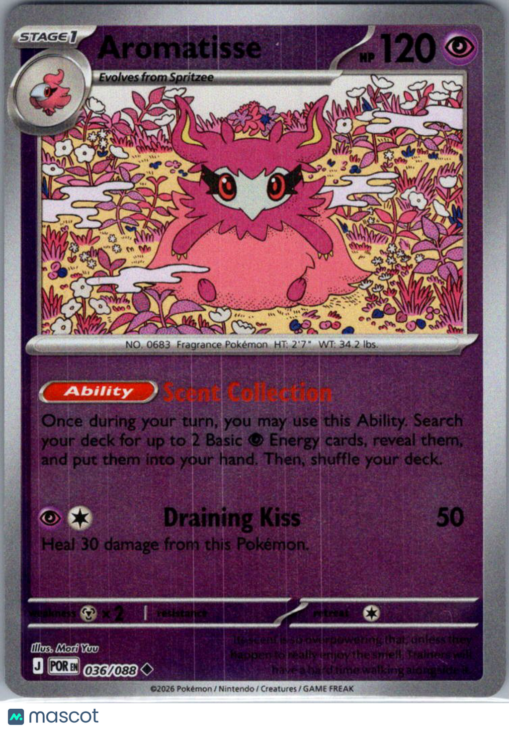 2026 Mega Evolution – Perfect Order Aromatisse Reverse Holo Uncommon #36/88