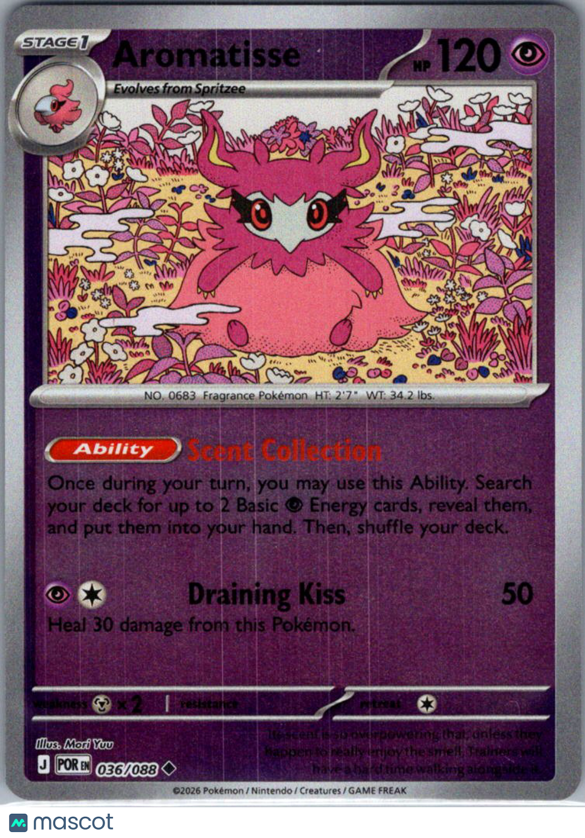 2026 Mega Evolution – Perfect Order Aromatisse Reverse Holo Uncommon #36/88