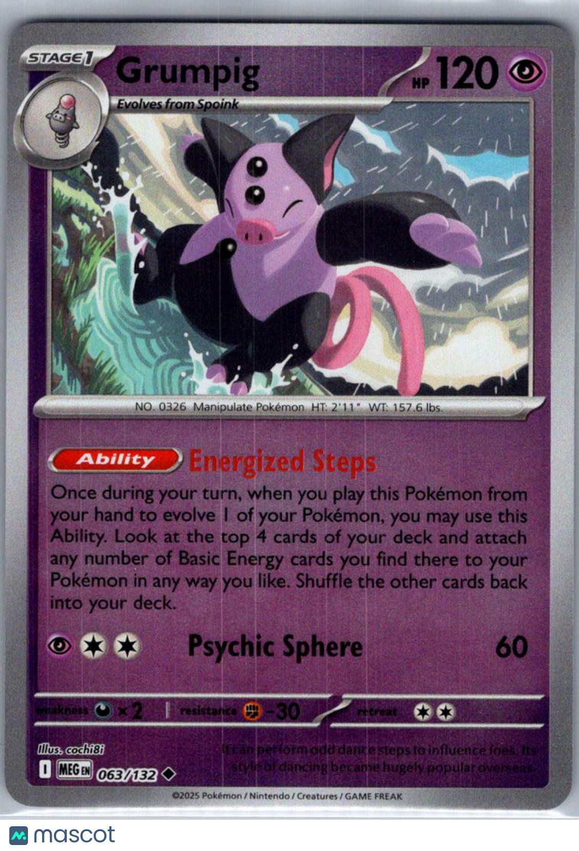 2025 Mega Evolution Grumpig Reverse Holo Uncommon #63/132