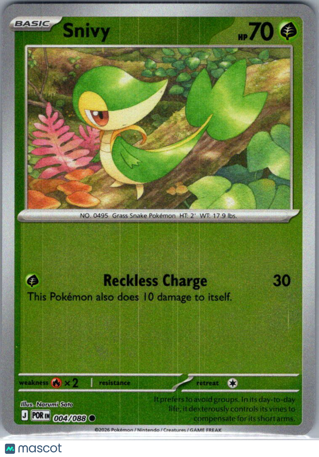 2026 Mega Evolution – Perfect Order Snivy Reverse Holo #4/88